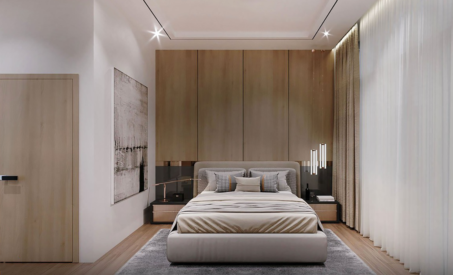Phòng ngủ, phong cách Hiện đại Modern, thiết kế concept nội thất, khách sạn Ngã ba Liên Khương