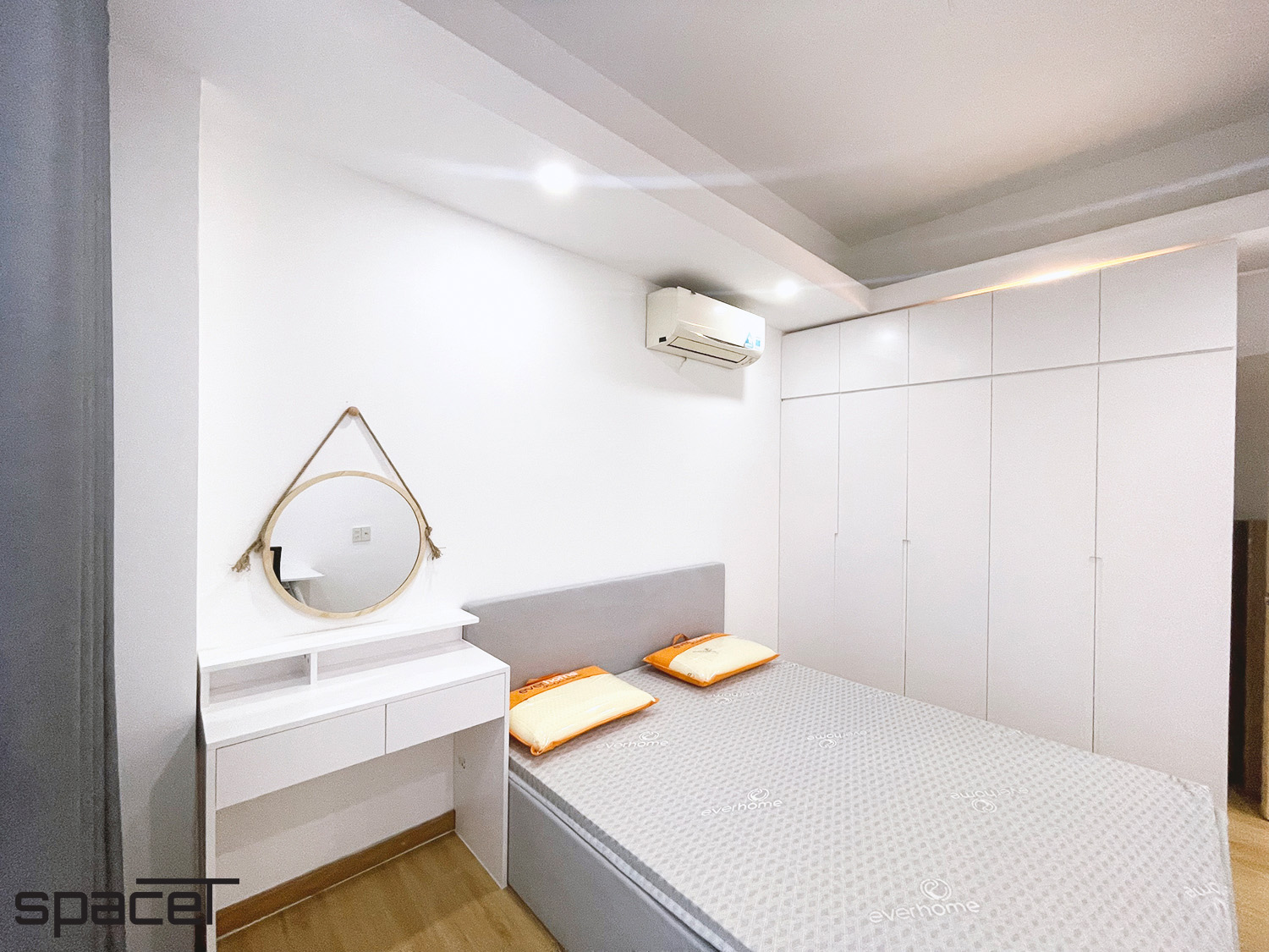 Phòng ngủ, phong cách Tối giản Minimalist, hoàn thiện nội thất, căn hộ Homyland 2 Quận 2