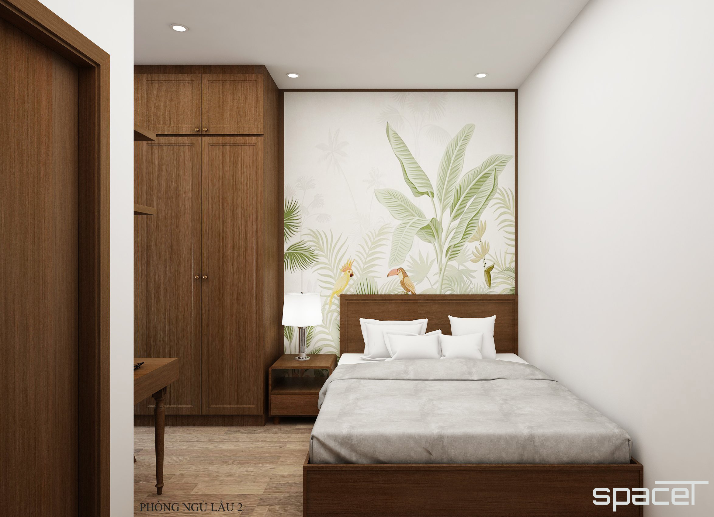 Phòng ngủ, phong cách Đông Dương Indochine, thiết kế concept nội thất, nhà phố Thủ Đức