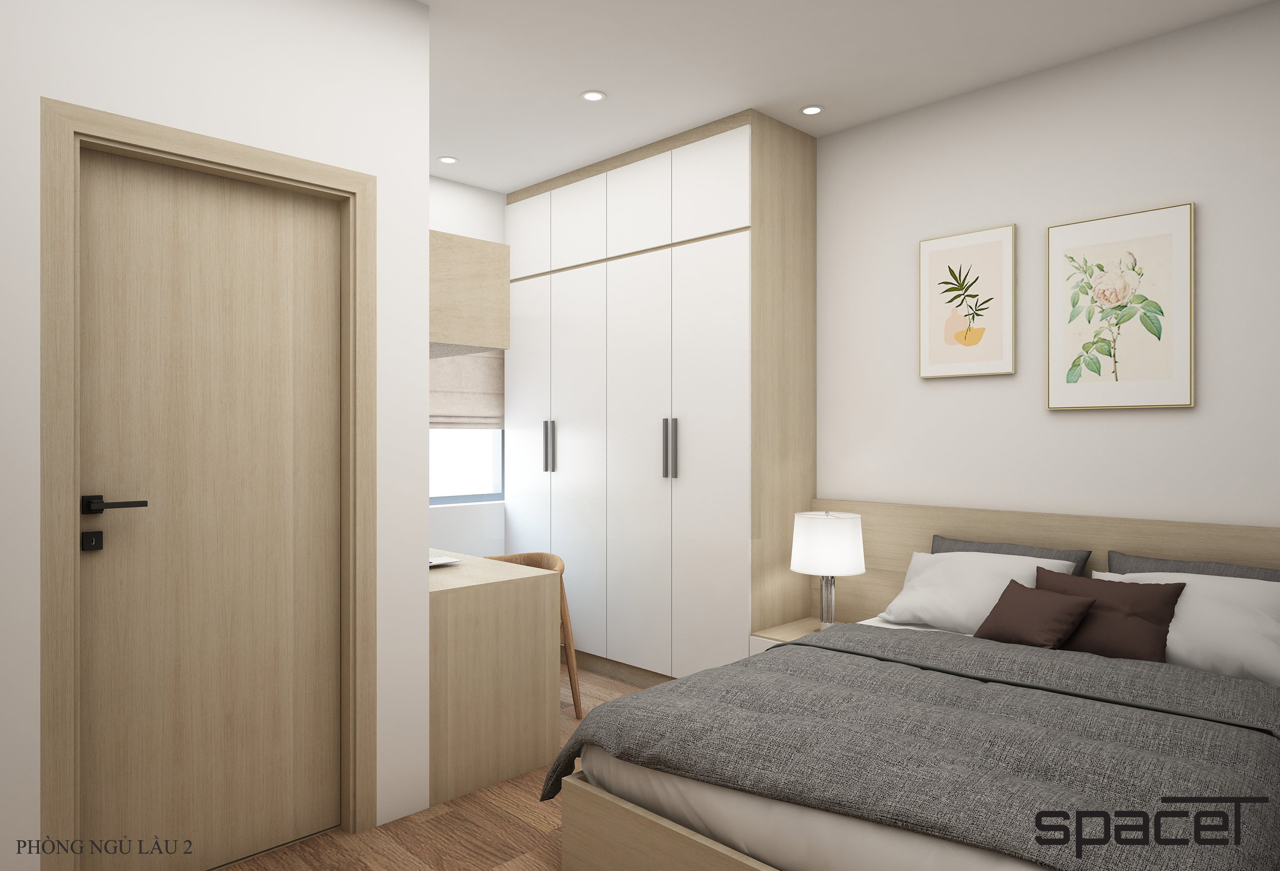 Phòng ngủ, phong cách Bắc Âu Scandinavian, thiết kế concept nội thất, nhà phố Thủ Đức