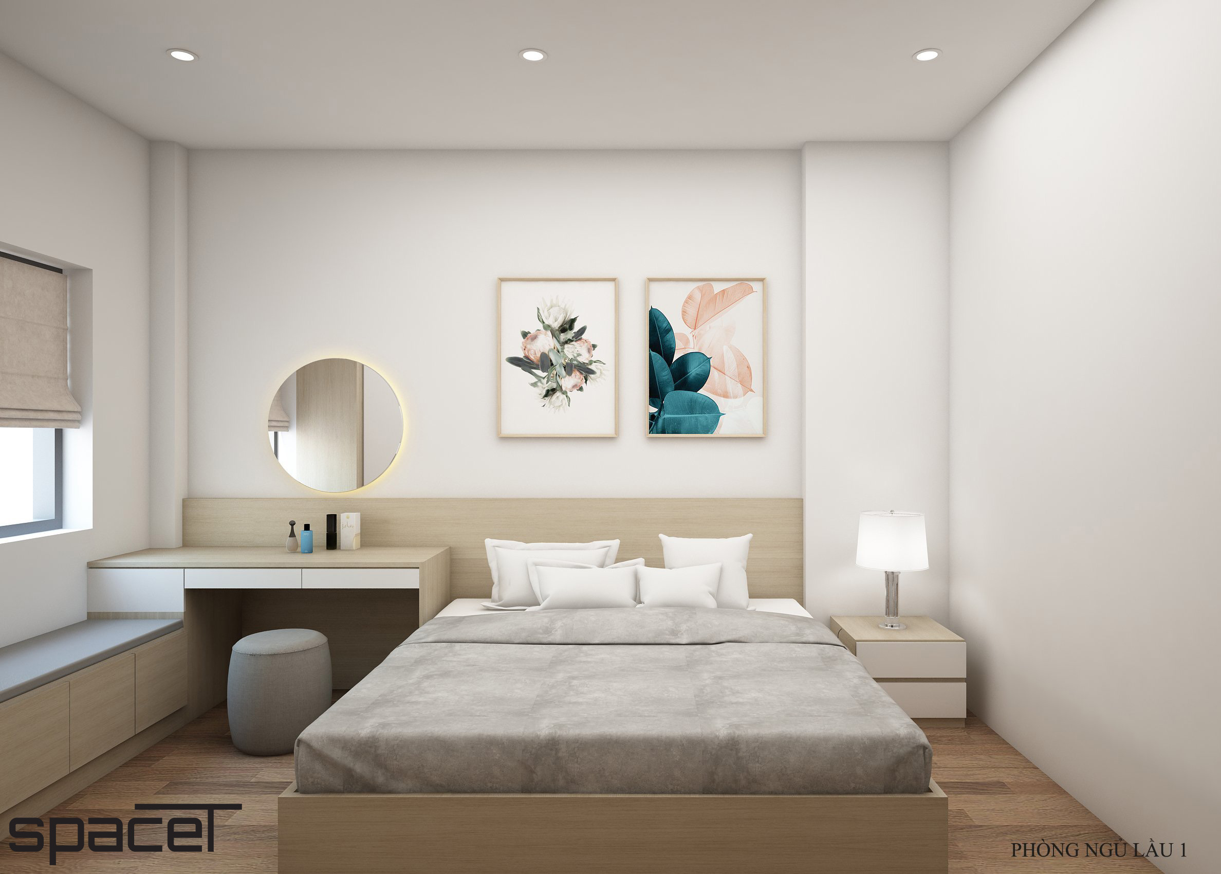 Phòng ngủ, phong cách Bắc Âu Scandinavian, thiết kế concept nội thất, nhà phố Thủ Đức