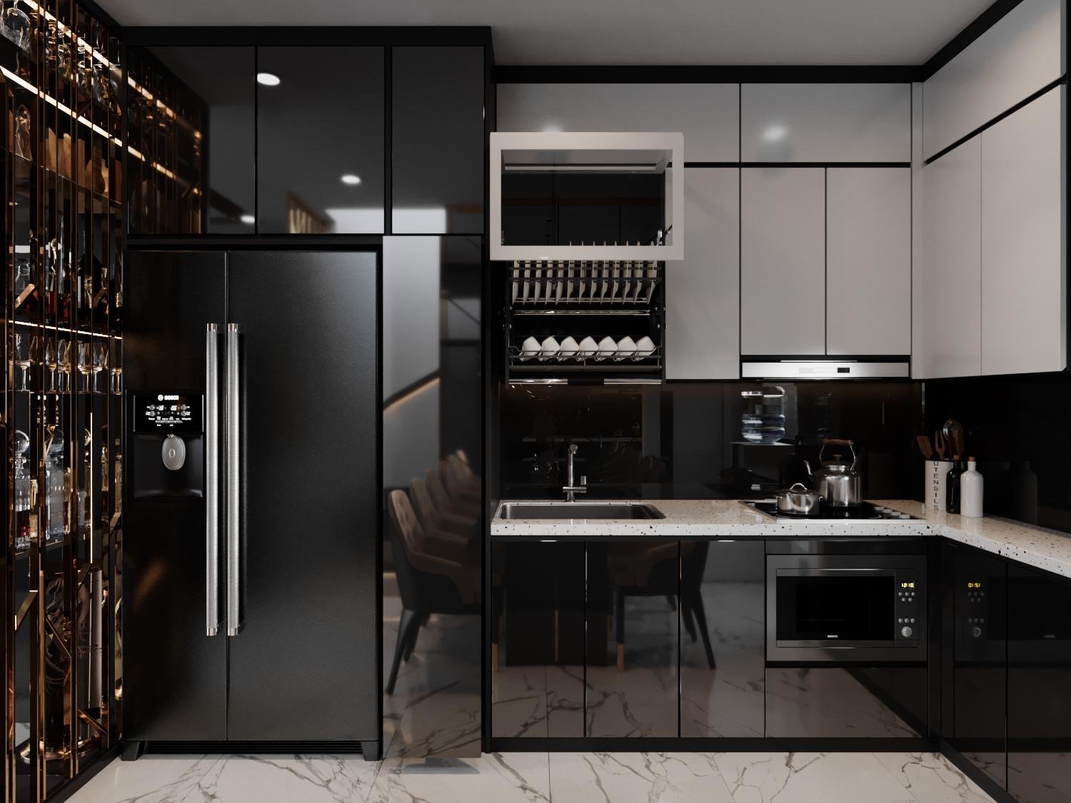 Phòng bếp, phong cách Hiện đại Modern, thiết kế concept nội thất, nhà phố Quận Bình Tân