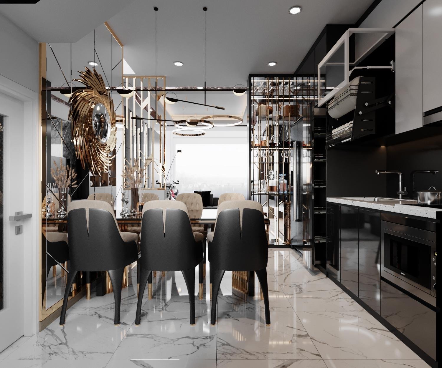 Phòng ăn, phong cách Hiện đại Modern, thiết kế concept nội thất, nhà phố Quận Bình Tân