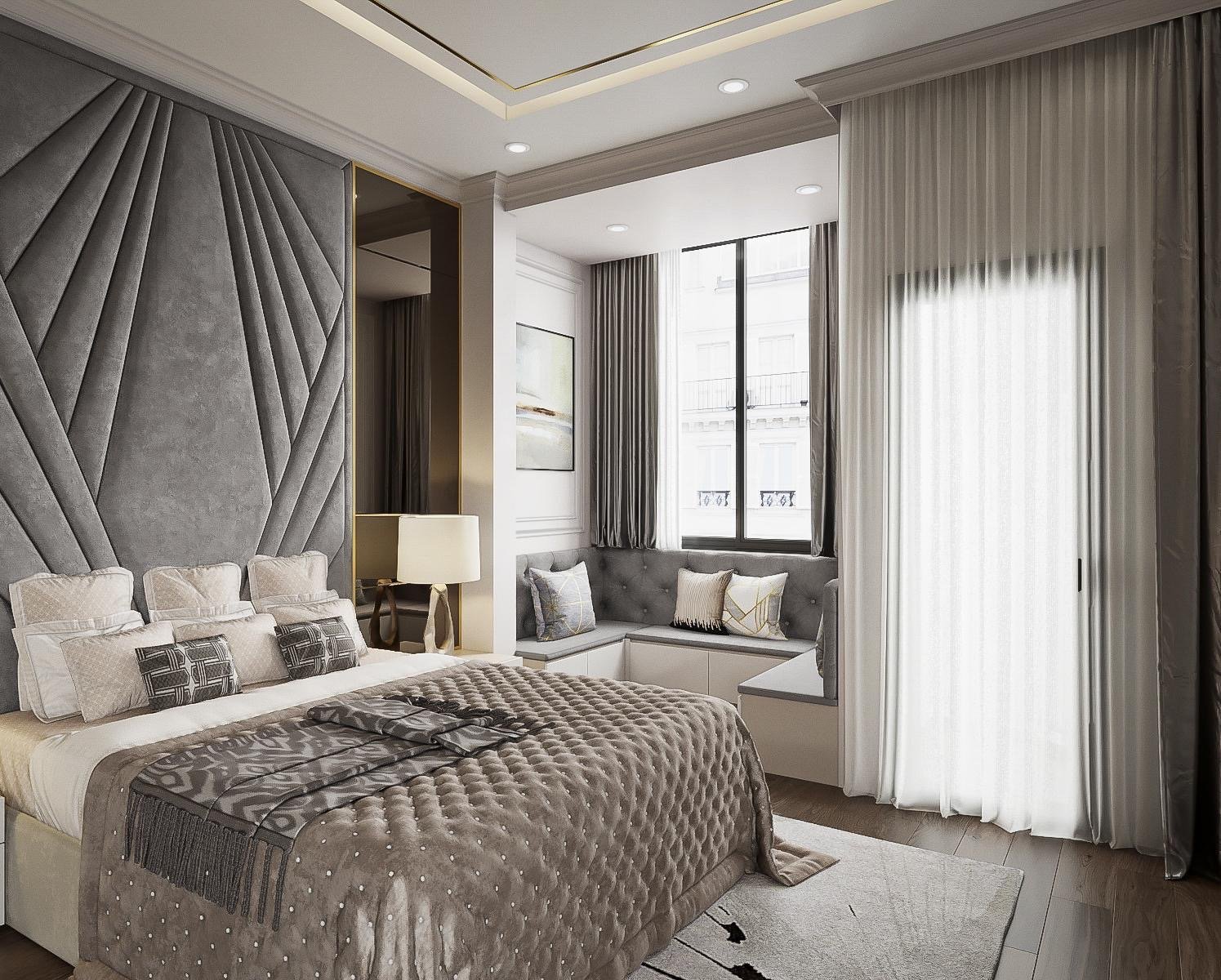 Phòng ngủ, phong cách Hiện đại Modern, thiết kế concept nội thất, nhà phố Quận Bình Tân