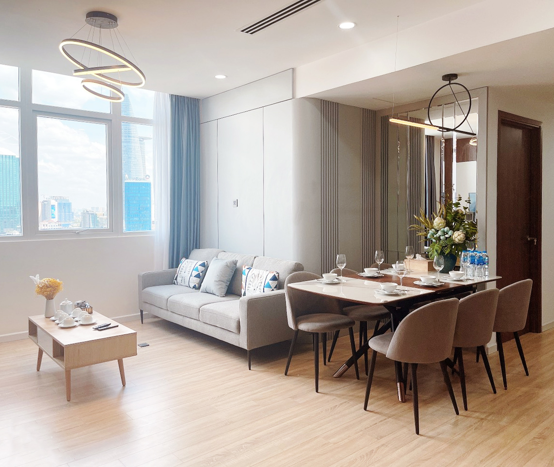 Hoàn thiện nội thất Phòng khách Căn hộ chung cư The One Sài Gòn phong cách Hiện đại Modern