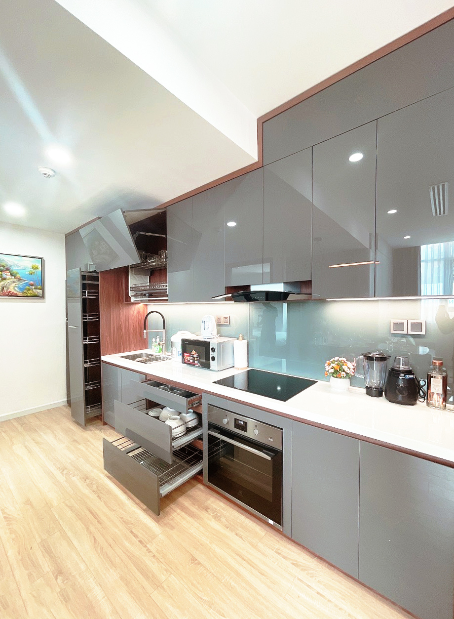 Hoàn thiện nội thất Phòng bếp Căn hộ chung cư The One Sài Gòn phong cách Hiện đại Modern