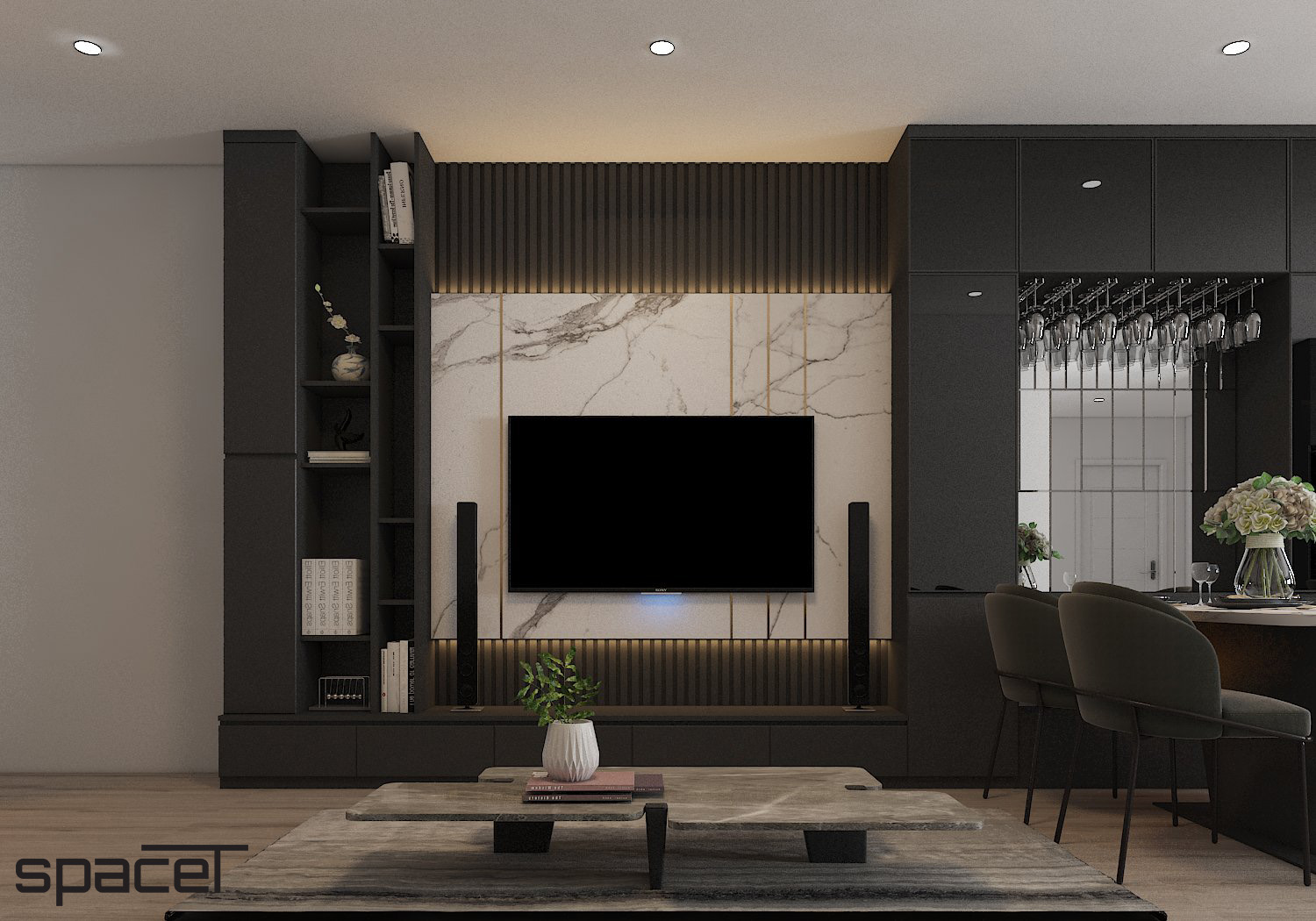 Thiết kế concept nội thất phòng khách Căn hộ chung cư An Phú Apartment Quận 6 phong cách Hiện đại Modern