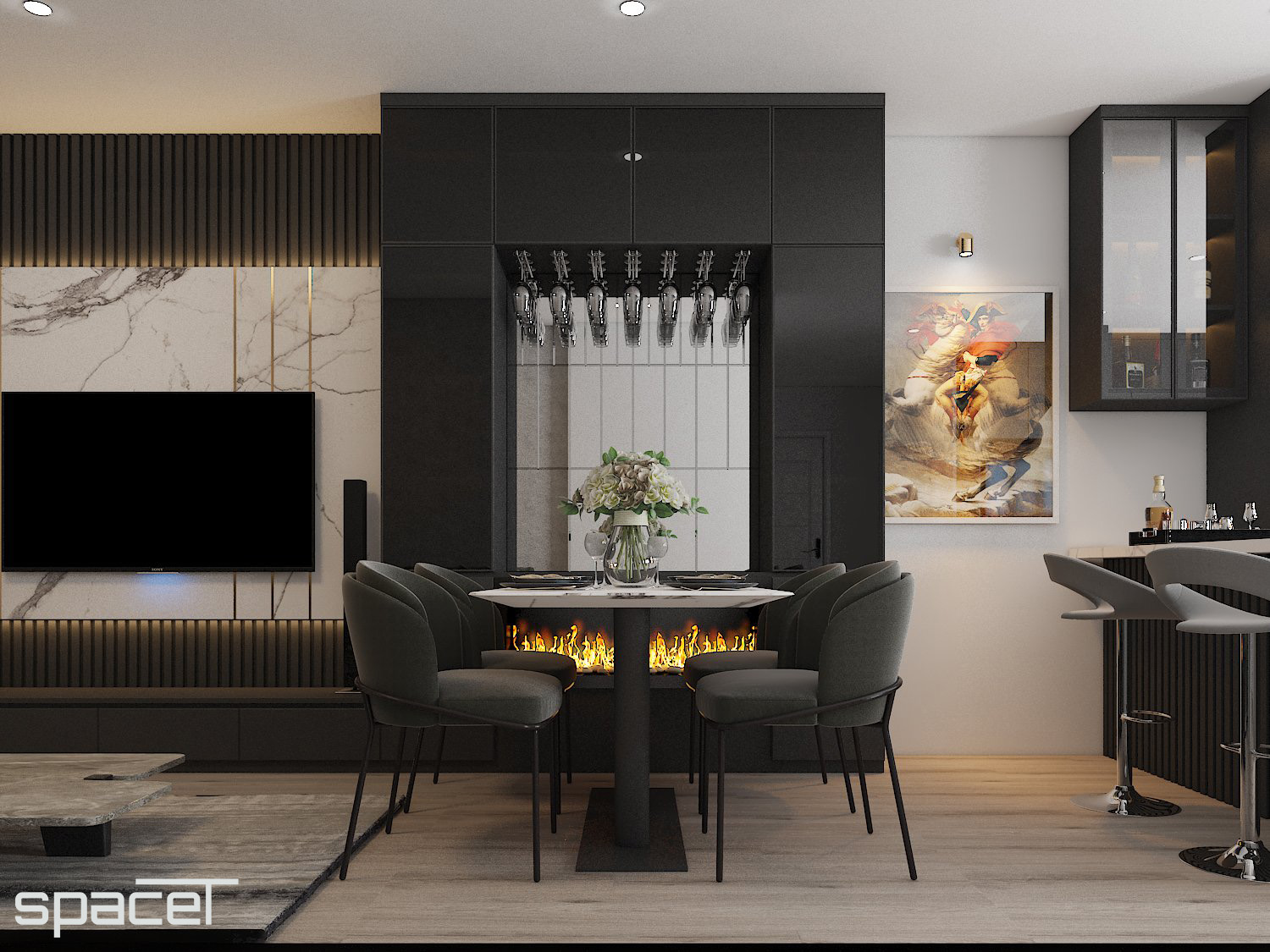 Thiết kế concept nội thất phòng ăn Căn hộ chung cư An Phú Apartment Quận 6 phong cách Hiện đại Modern