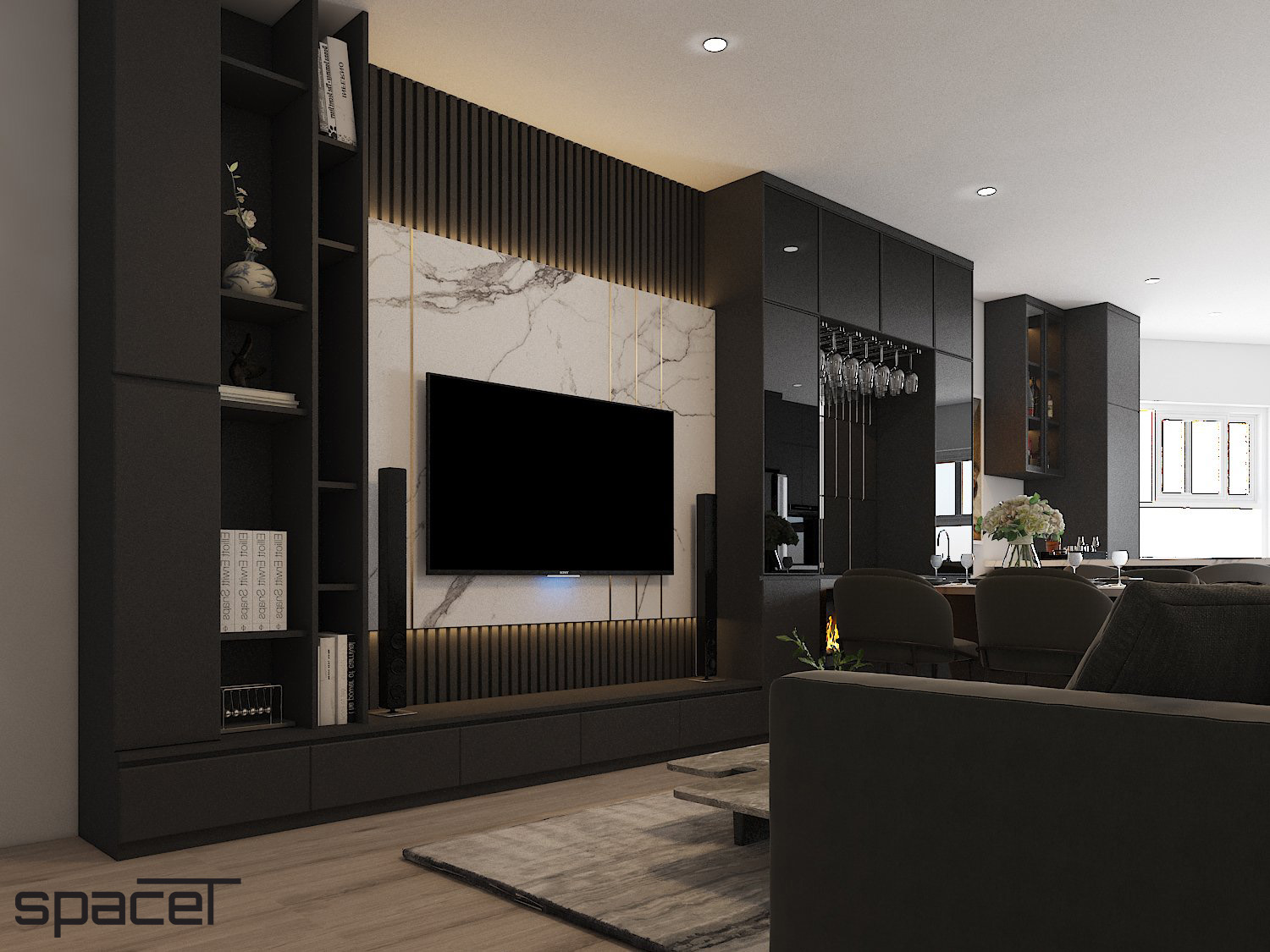 Thiết kế concept nội thất phòng khách Căn hộ chung cư An Phú Apartment Quận 6 phong cách Hiện đại Modern