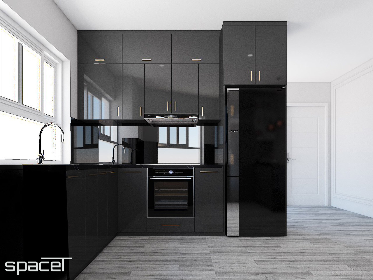 Thiết kế concept nội thất phòng bếp Căn hộ An Phú Apartment Quận 6 phong cách Hiện đại Modern