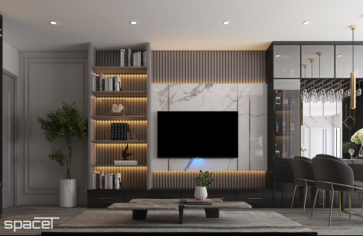 Thiết kế concept nội thất phòng khách Căn hộ An Phú Apartment Quận 6 phong cách Hiện đại Modern