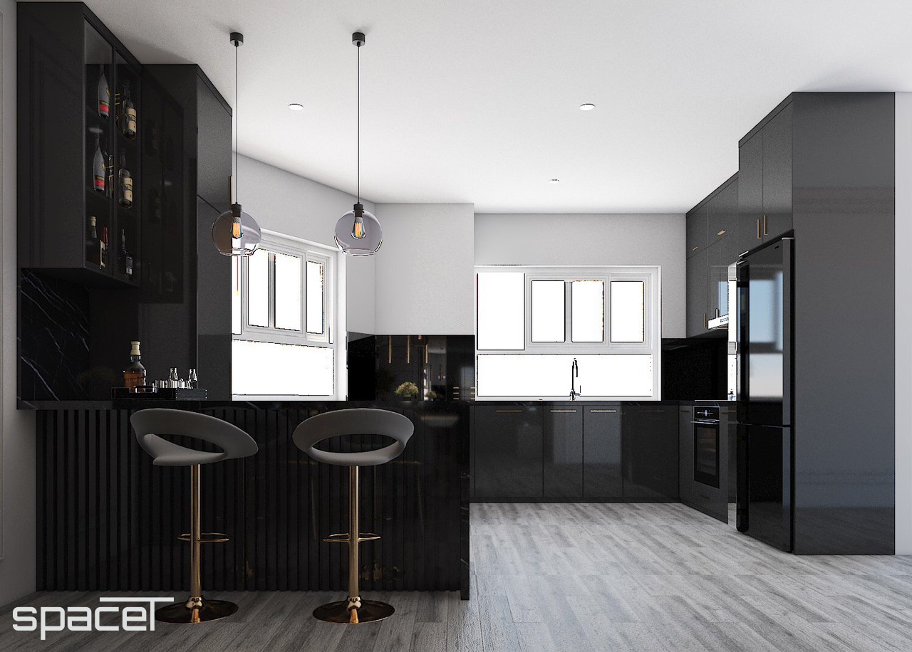 Thiết kế concept nội thất phòng bếp Căn hộ An Phú Apartment Quận 6 phong cách Hiện đại Modern