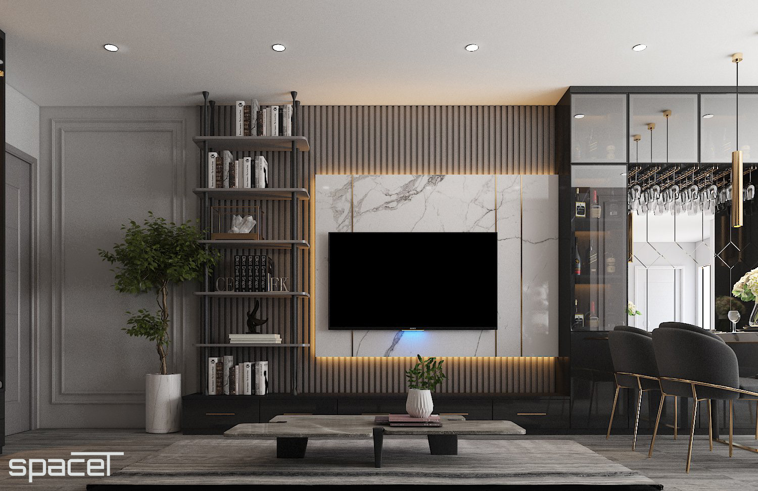 Thiết kế concept nội thất phòng khách Căn hộ An Phú Apartment Quận 6 phong cách Hiện đại Modern