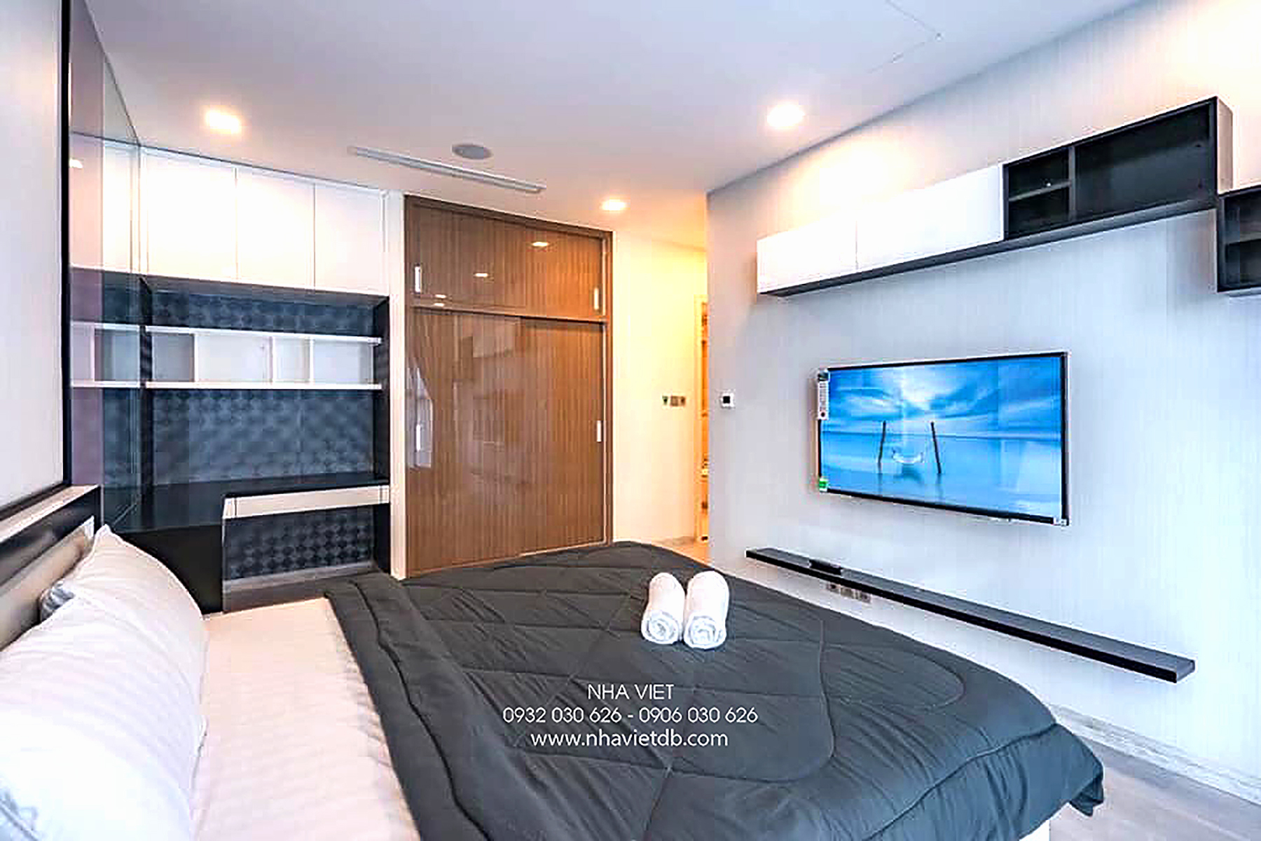 Hoàn thiện nội thất phòng ngủ Căn hộ Vinhomes Ba Son Quận 1 phong cách Hiện đại Modern