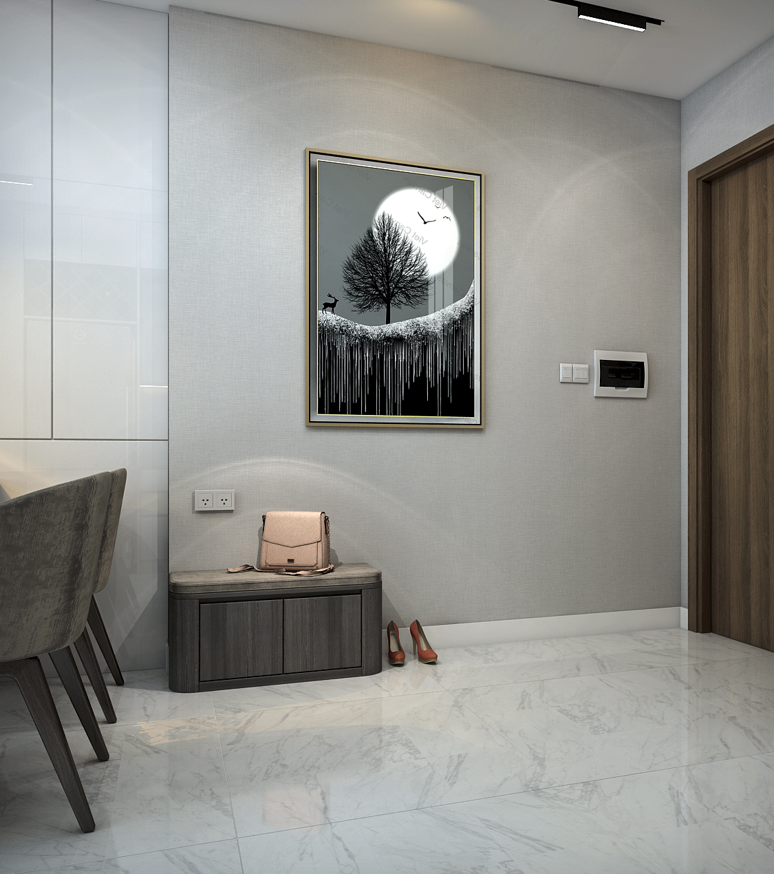 Thiết kế concept nội thất khu vực lối vào Căn hộ 3PN tại Vinhomes Grand Park phong cách Hiện đại Modern