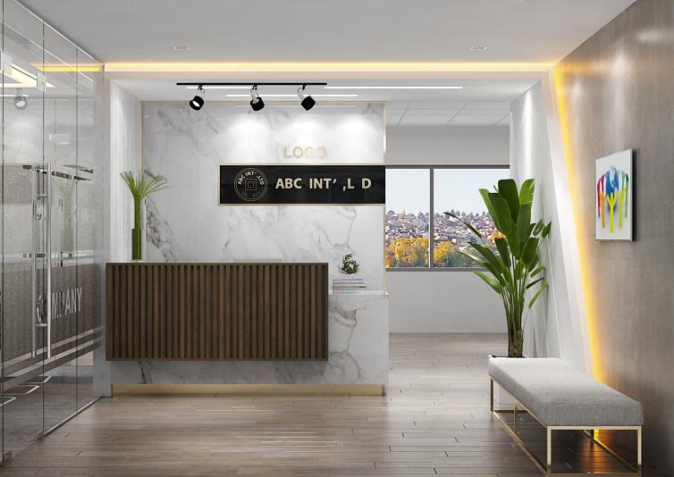 Thiết kế concept nội thất khu vưc lễ tân Văn phòng Công ty ABC tại Saigon Centre Quận 1