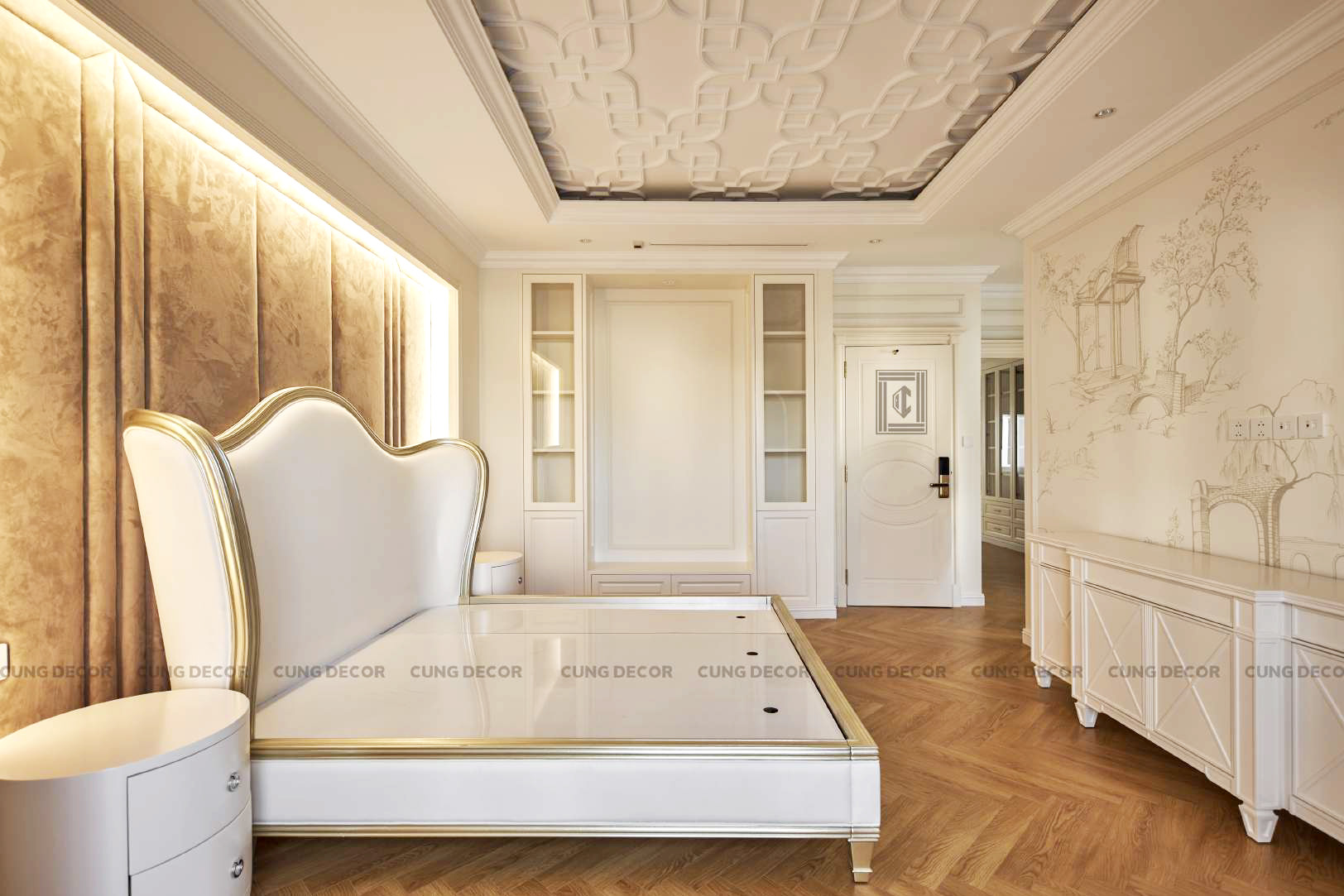 Hoàn thiện nội thất phòng ngủ master Biệt thự Sol Villas TP Thủ Đức phong cách Tân cổ điển Neo Classic