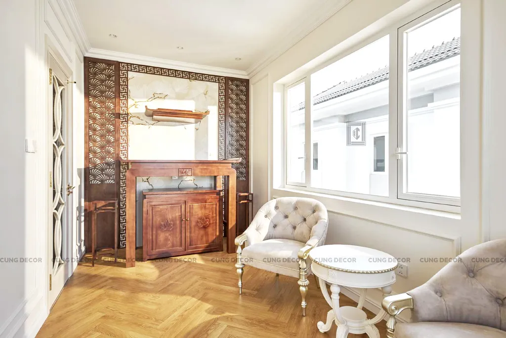 Hoàn thiện nội thất phòng thờ Biệt thự Sol Villas TP Thủ Đức phong cách Tân cổ điển Neo Classic