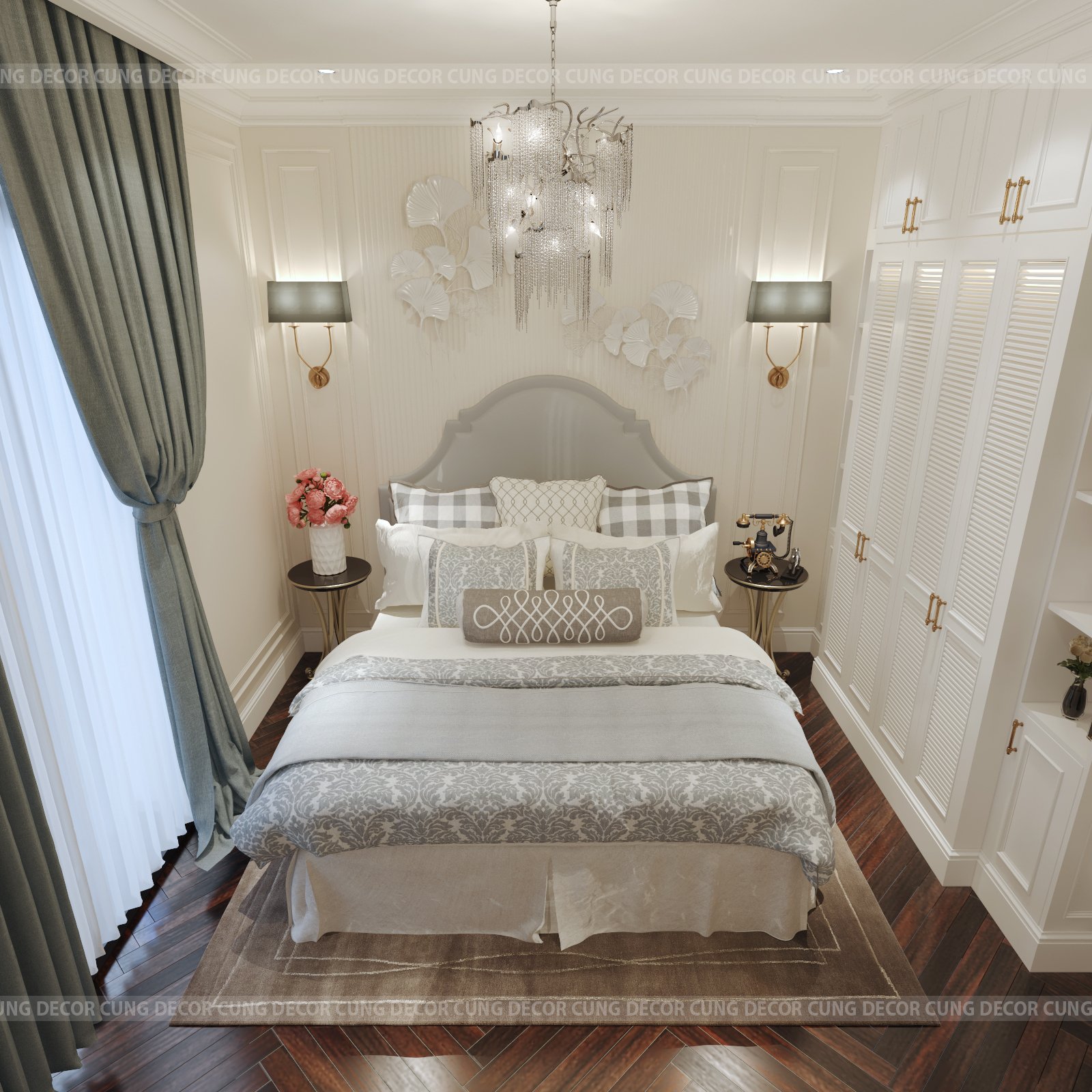 Thiết kế concept nội thất phòng ngủ Nhà phố Khu Verosa Park Khang Điền phong cách Tân cổ điển Neo Classic