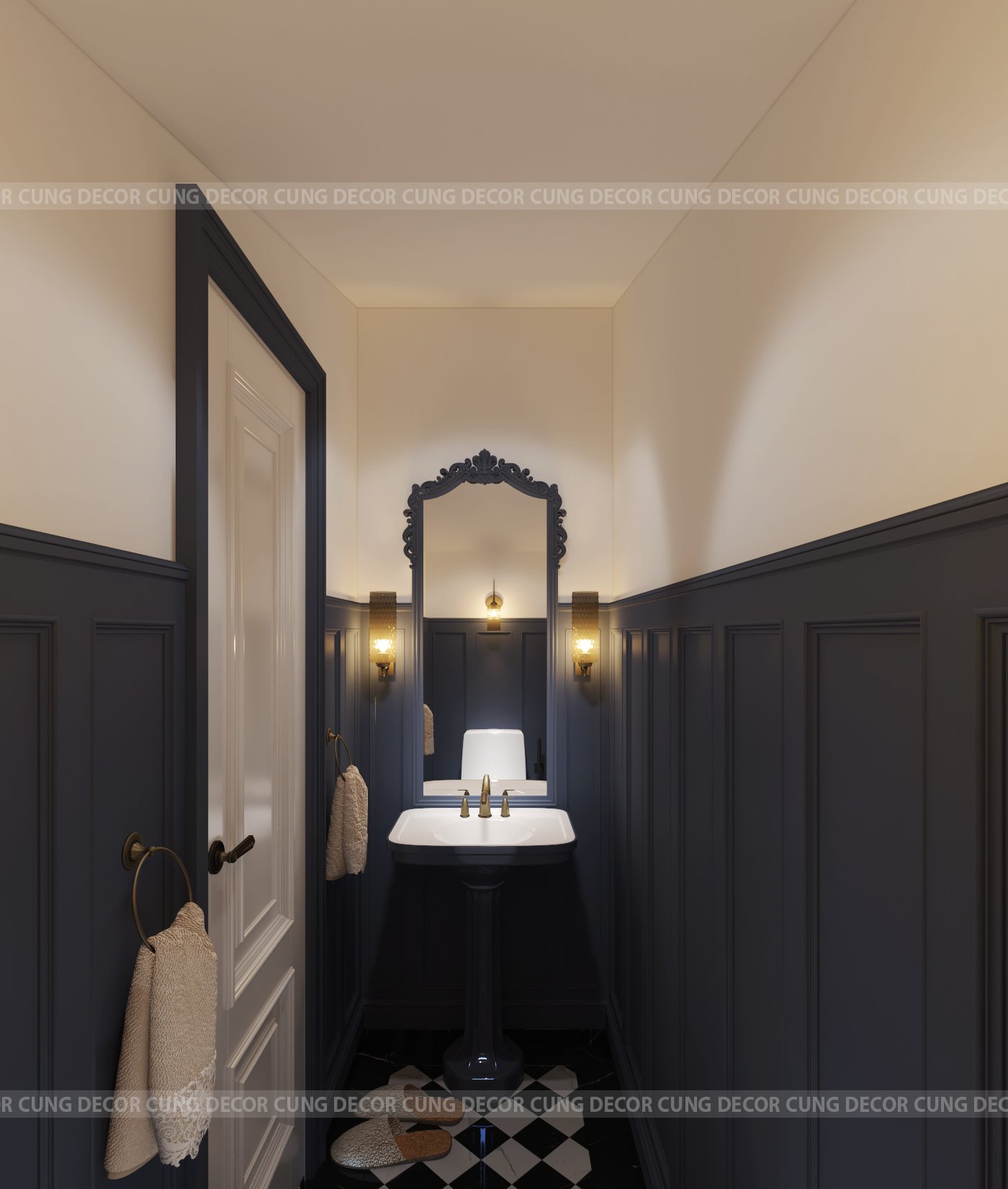 Thiết kế concept nội thất phòng tắm, nhà vệ sinh Nhà phố Khu Verosa Park Khang Điền phong cách Tân cổ điển Neo Classic