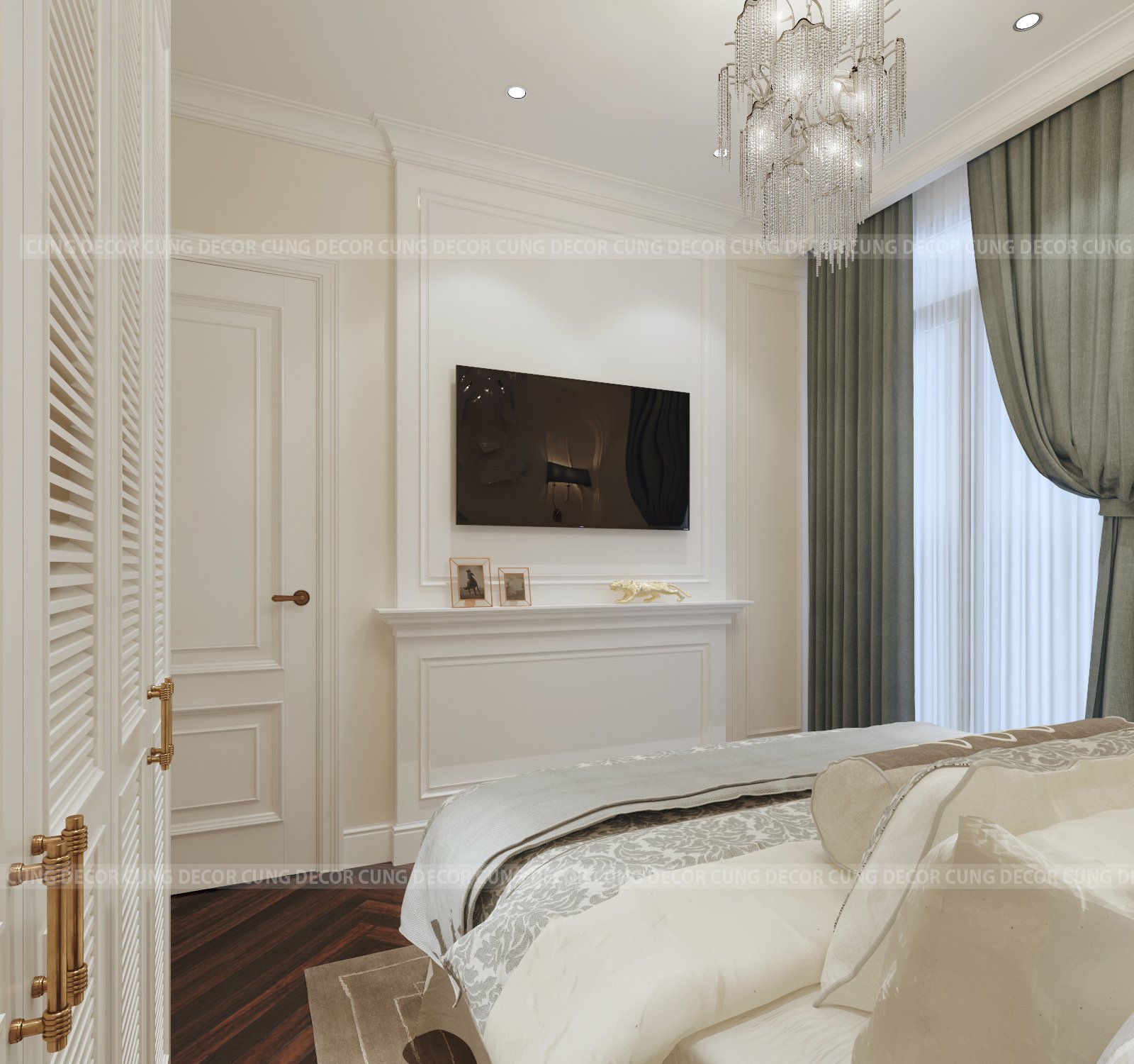 Thiết kế concept nội thất phòng ngủ Nhà phố Khu Verosa Park Khang Điền phong cách Tân cổ điển Neo Classic
