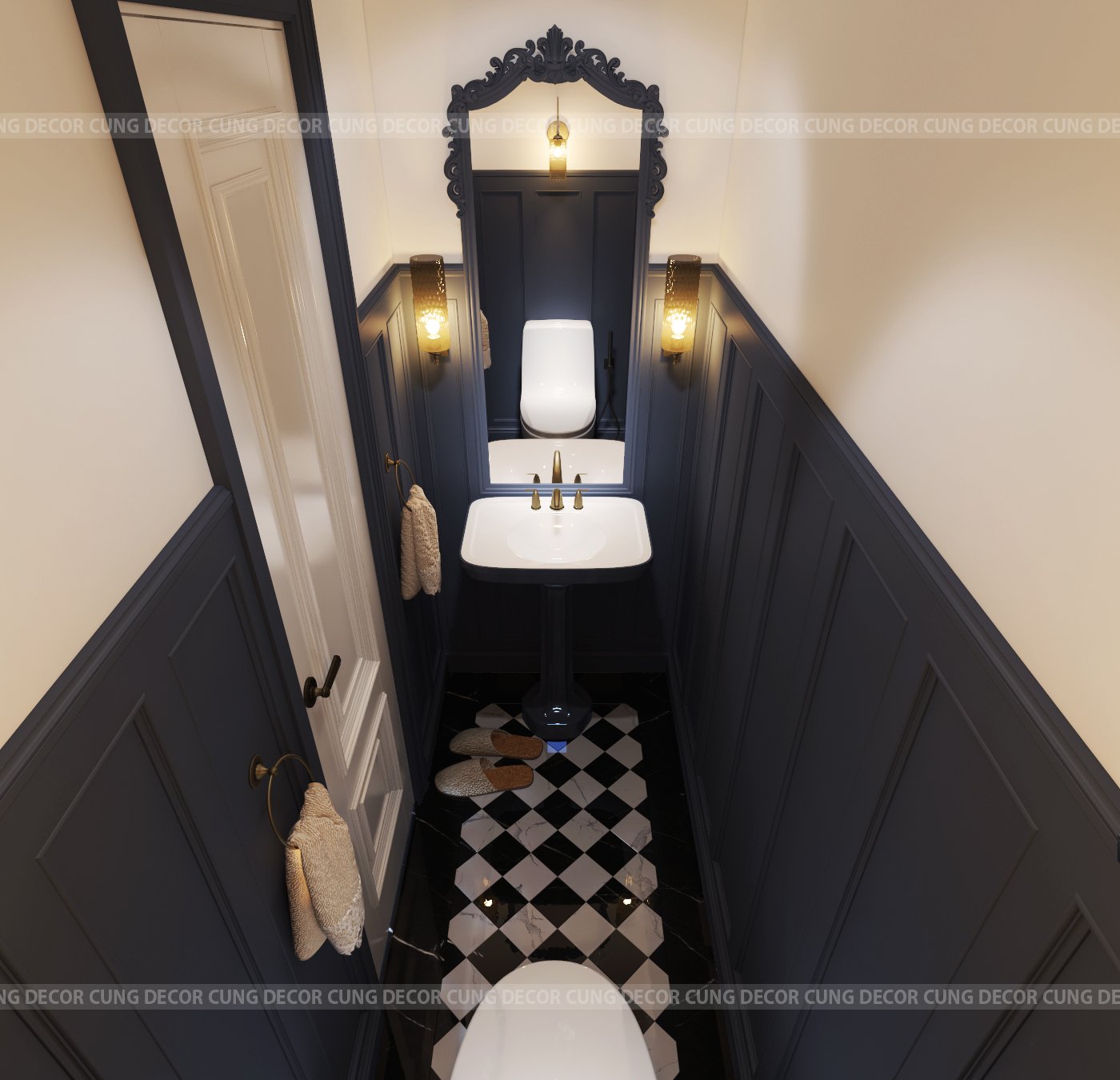 Thiết kế concept nội thất phòng tắm, nhà vệ sinh Nhà phố Khu Verosa Park Khang Điền phong cách Tân cổ điển Neo Classic