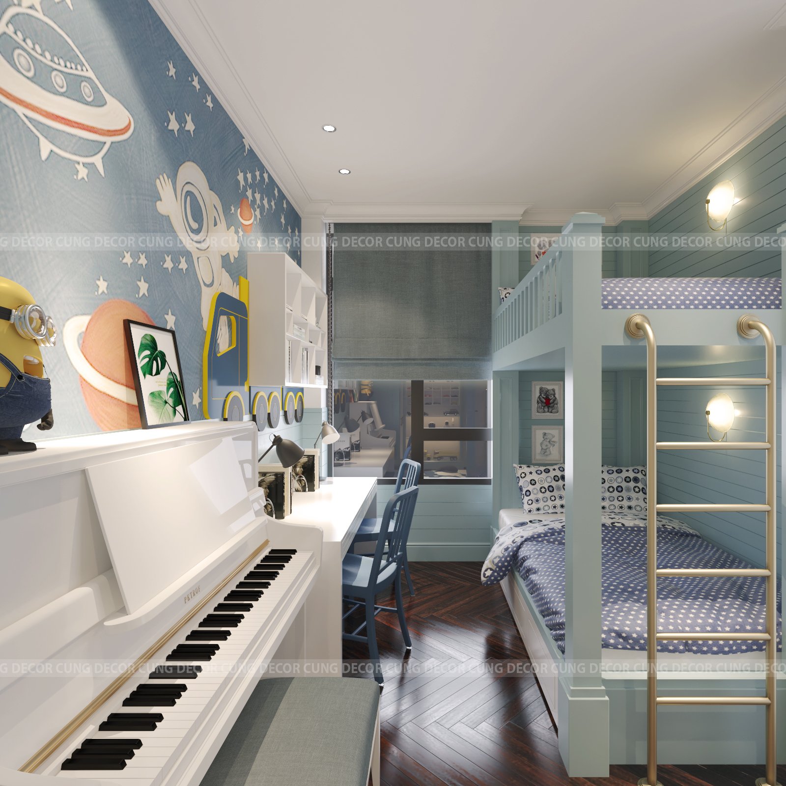 Thiết kế concept nội thất phòng ngủ cho bé Nhà phố Khu Verosa Park Khang Điền phong cách Tân cổ điển Neo Classic