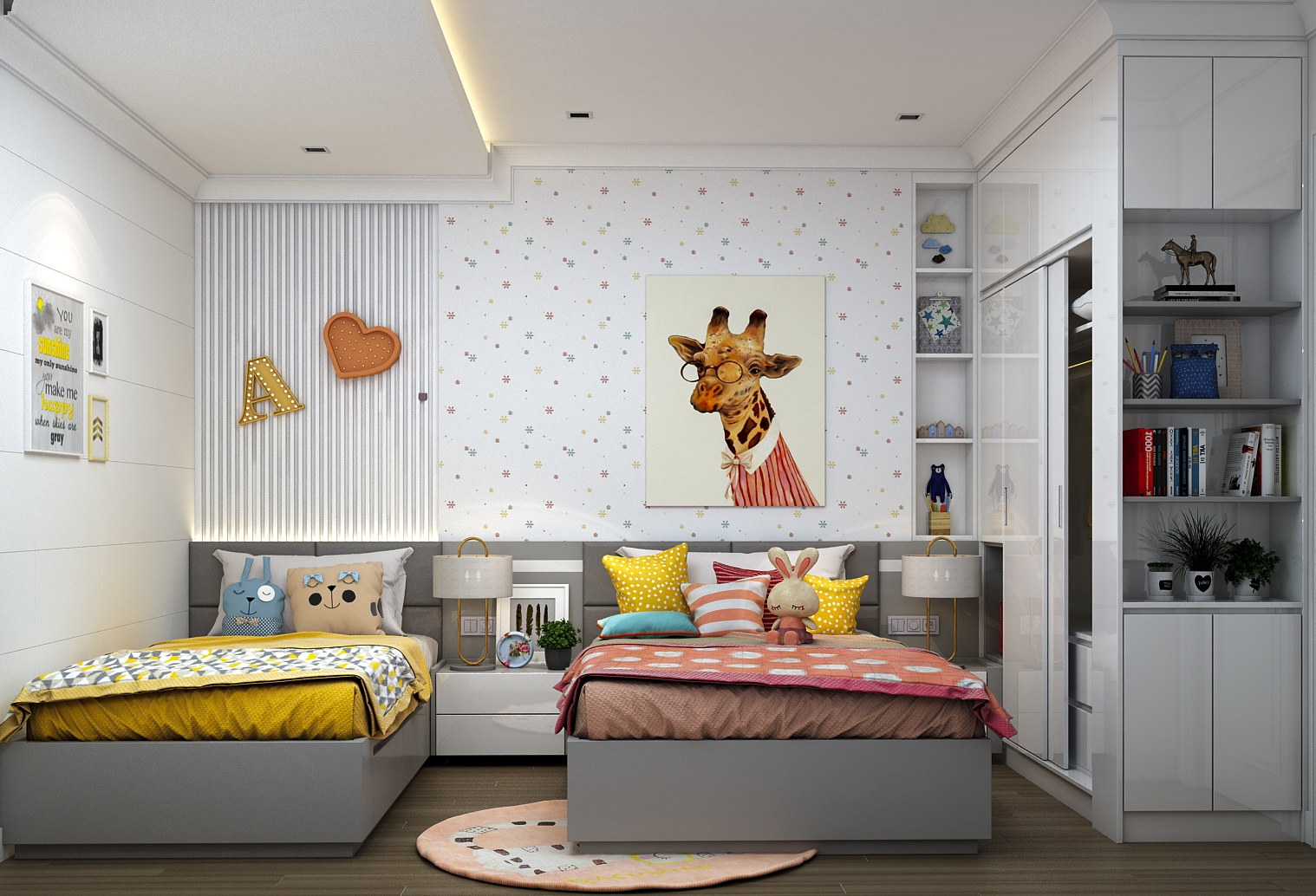 Thiết kế concept nội thất phòng ngủ cho bé Nhà phố 85m2 Quận 2 phong cách Tân cổ điển Neo Classic