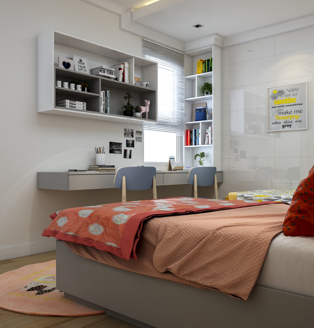 Thiết kế concept nội thất phòng ngủ cho bé Nhà phố 85m2 Quận 2 phong cách Tân cổ điển Neo Classic