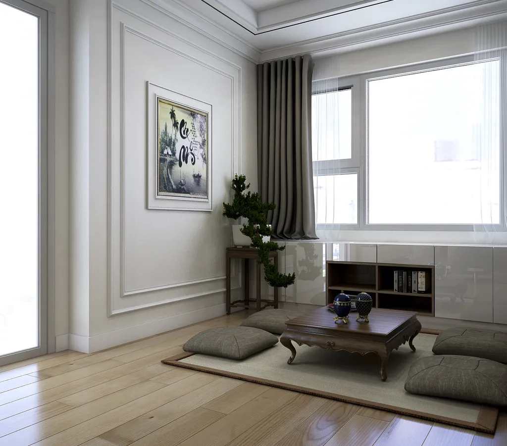 Thiết kế concept nội thất phòng thờ Nhà phố 85m2 Quận 2 phong cách Tân cổ điển Neo Classic