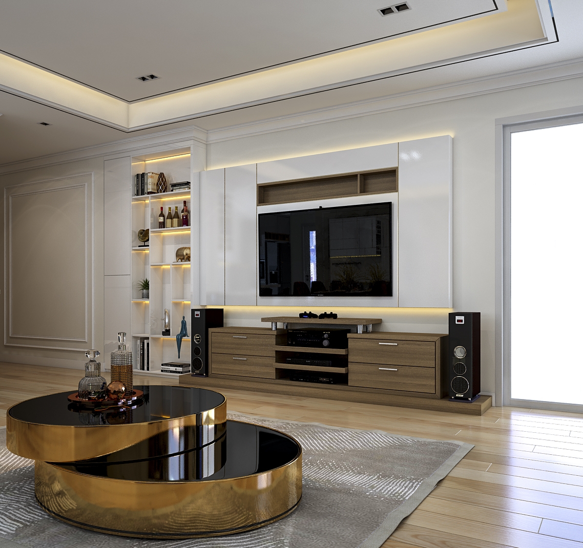 Thiết kế concept nội thất phòng khách Nhà phố 85m2 Quận 2 phong cách Tân cổ điển Neo Classic