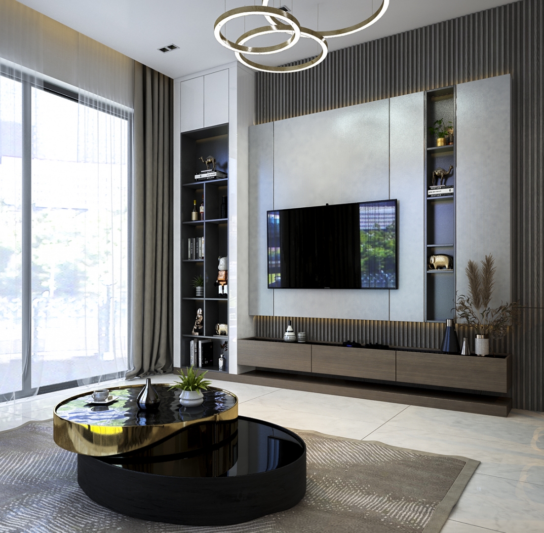 Thiết kế concept nội thất phòng khách Nhà phố 90m2 Quận 9 phong cách Hiện đại Modern