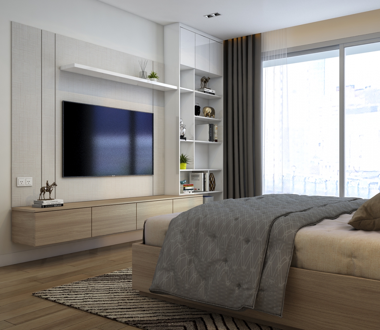 Thiết kế concept nội thất phòng ngủ Nhà phố 90m2 Quận 9 phong cách Hiện đại Modern