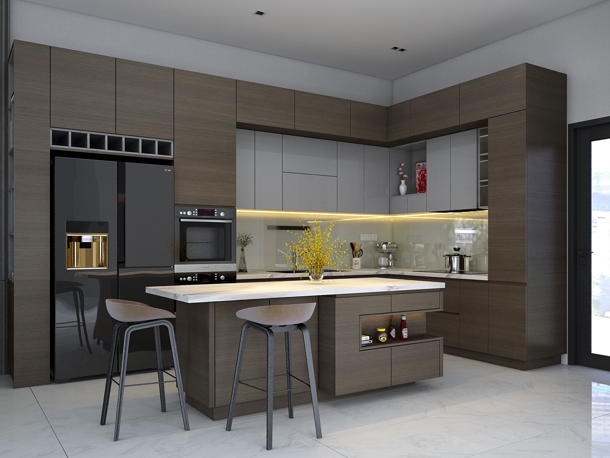 Thiết kế concept nội thất phòng bếp Nhà phố 90m2 Quận 9 phong cách Hiện đại Modern