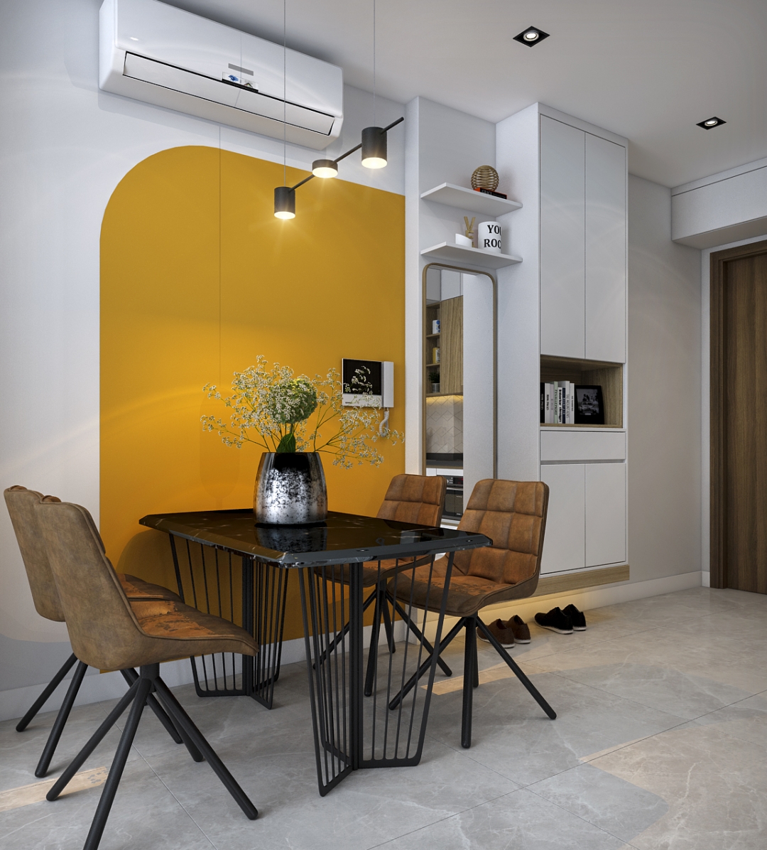 Thiết kế concept nội thất phòng ăn Căn hộ 2PN tại Vinhomes Grand Park phong cách Hiện đại Modern