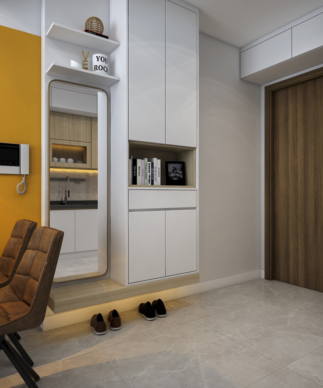 Thiết kế concept nội thất khu vực lối vào Căn hộ 2PN tại Vinhomes Grand Park phong cách Hiện đại Modern