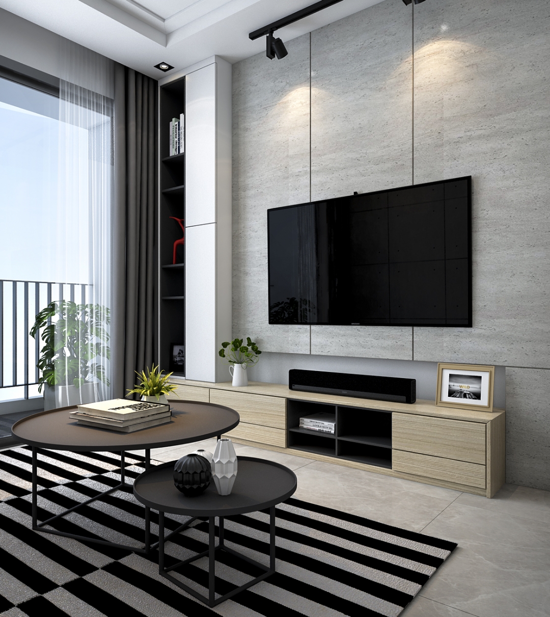 Thiết kế concept nội thất phòng khách Căn hộ 2PN tại Vinhomes Grand Park phong cách Hiện đại Modern
