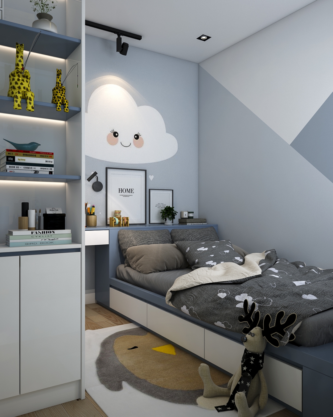 Thiết kế concept nội thất phòng ngủ cho bé Căn hộ 2PN tại Vinhomes Grand Park phong cách Hiện đại Modern