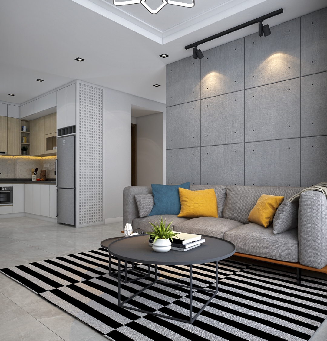 Thiết kế concept nội thất phòng khách Căn hộ 2PN tại Vinhomes Grand Park phong cách Hiện đại Modern