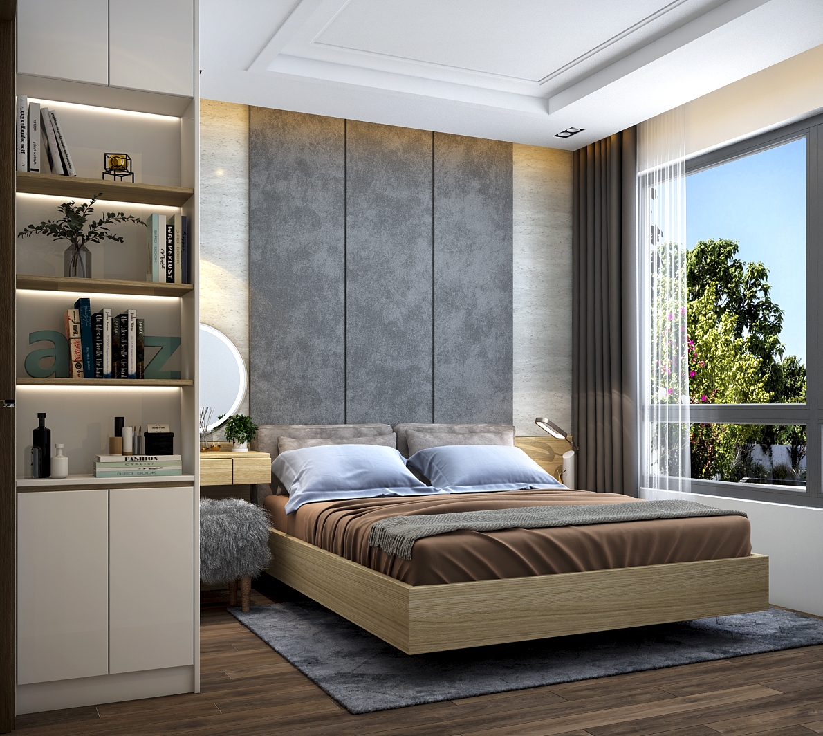 Thiết kế concept nội thất phòng ngủ Căn hộ 2PN tại Vinhomes Grand Park phong cách Hiện đại Modern