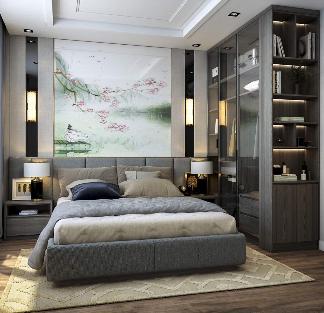 Thiết kế concept nội thất phòng ngủ Căn hộ 1PN tại Vinhomes Grand Park phong cách Hiện đại Modern