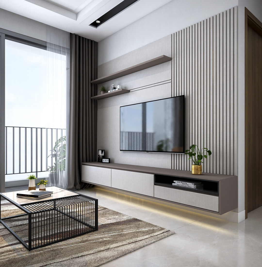 Thiết kế concept nội thất phòng khách Căn hộ 1PN tại Vinhomes Grand Park phong cách Hiện đại Modern