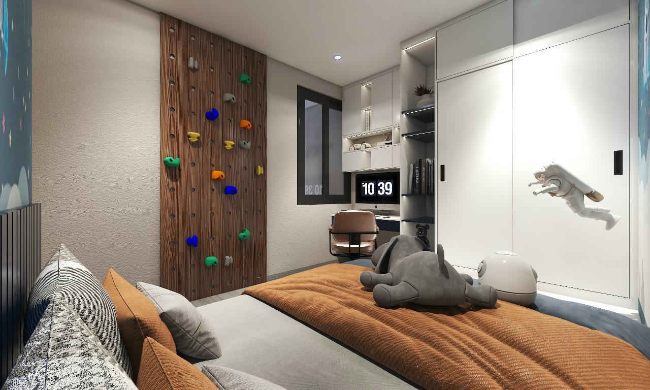 Thiết kế concept nội thất phòng ngủ cho bé Căn hộ chung cư Grand View C phong cách Hiện đại Modern