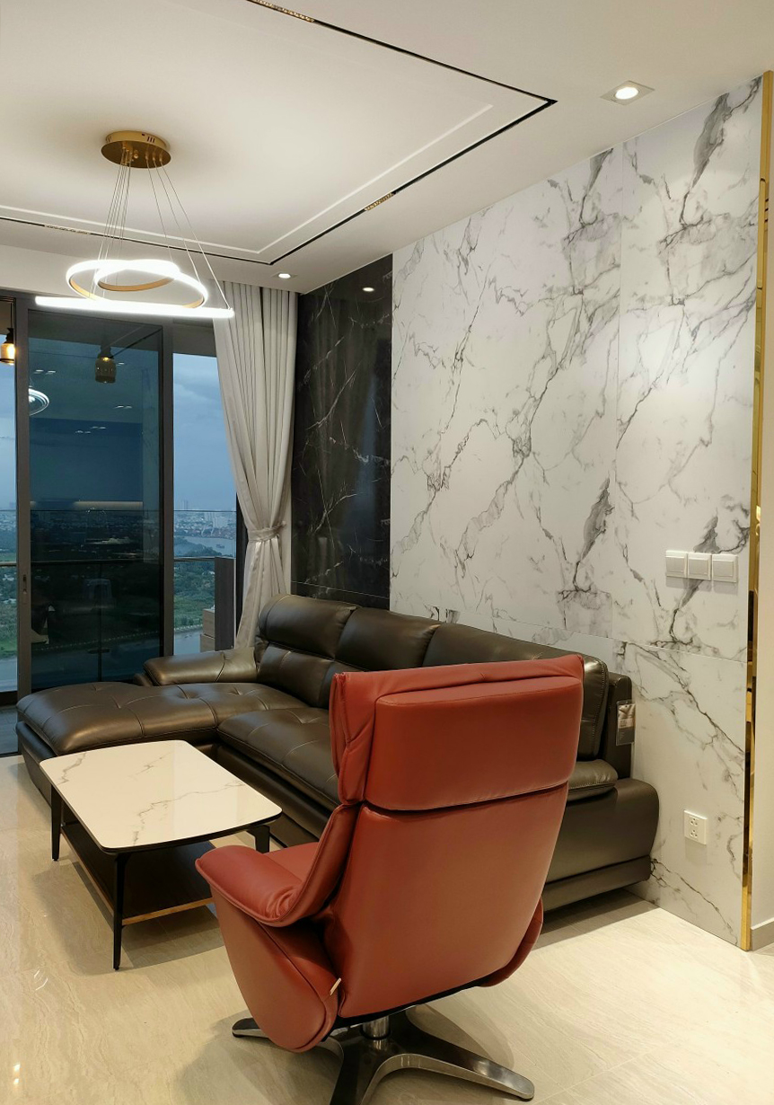 Hoàn thiện nội thất phòng khách Căn hộ Masteri Thảo Điền phong cách Hiện đại Modern