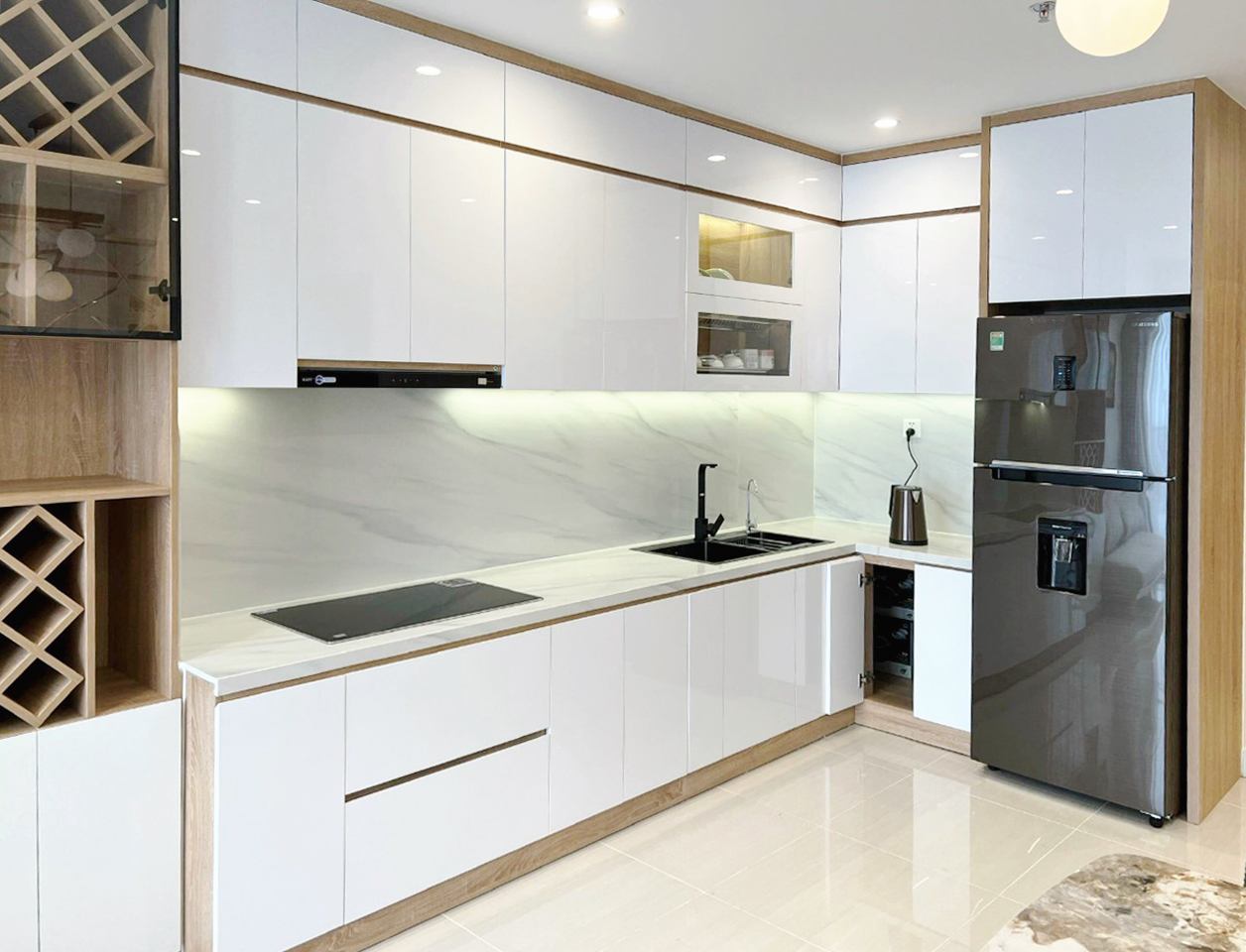 Hoàn thiện nội thất phòng bếp Căn hộ Tòa S10.03 The Origami Vinhomes phong cách Bắc Âu Scandinavian, phong cách Hiện đại Modern