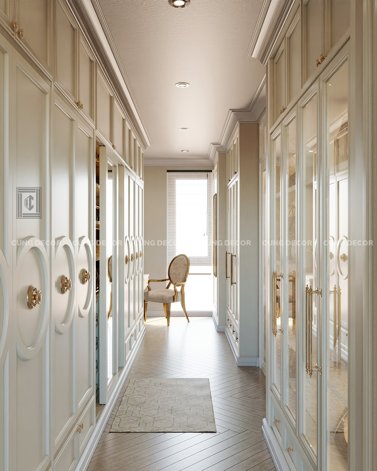 Thiết kế concept nội thất phòng thay đồ Nhà phố Hà Đô Quận 10 phong cách Bán cổ điển