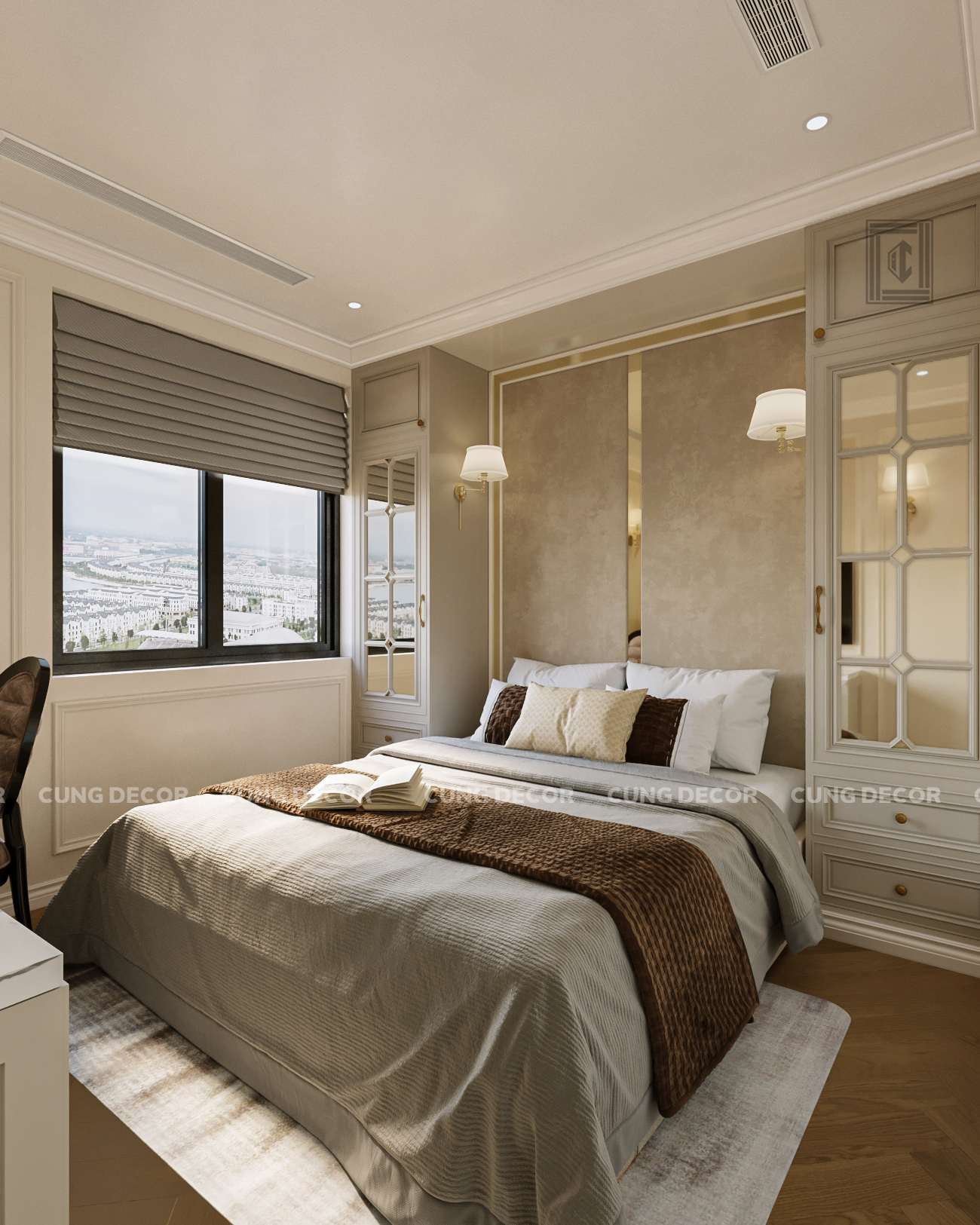 Thiết kế concept nội thất phòng ngủ Nhà phố Hà Đô Quận 10 phong cách Bán cổ điển