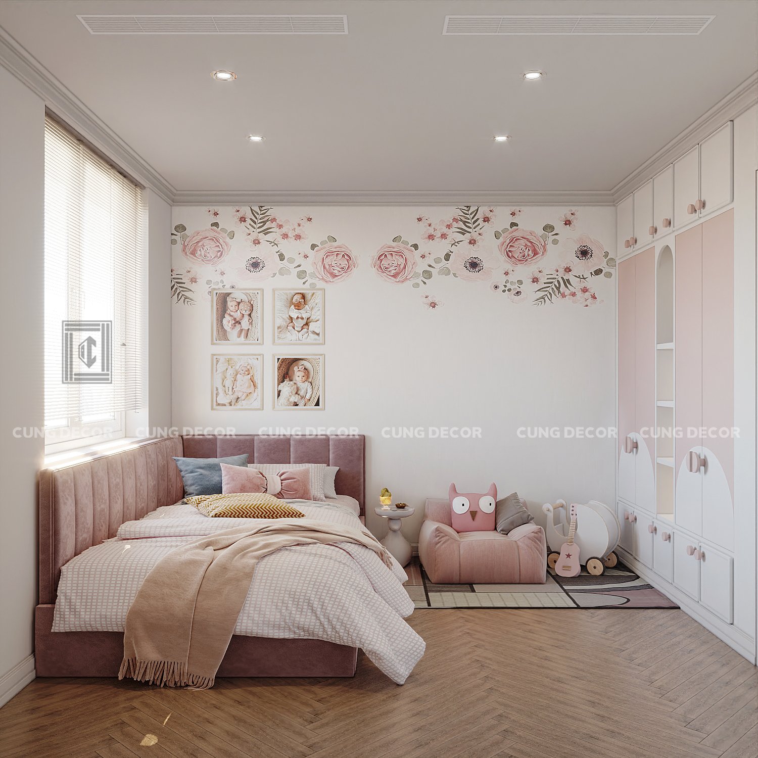 Thiết kế concept nội thất phòng ngủ cho bé Nhà phố Hà Đô Quận 10 phong cách Bán cổ điển