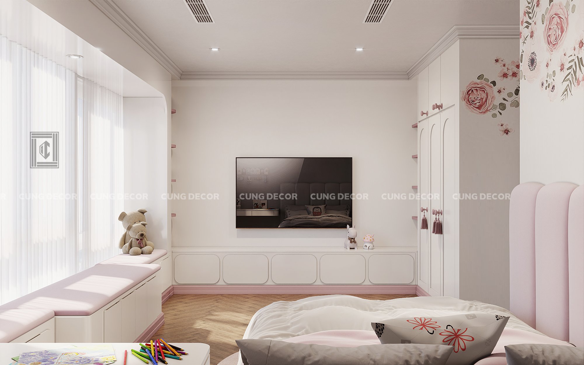 Thiết kế concept nội thất phòng ngủ cho bé Nhà phố Hà Đô Quận 10 phong cách Bán cổ điển