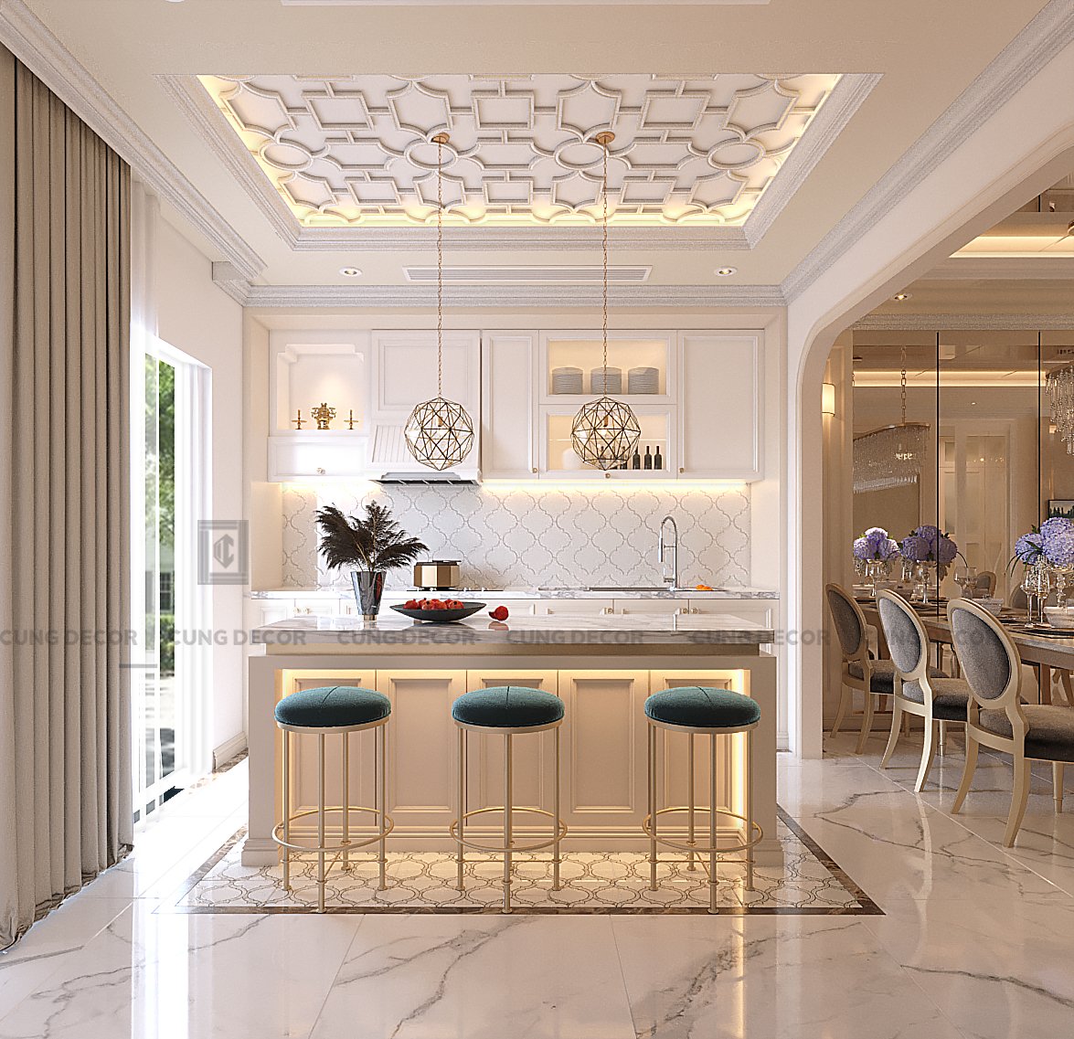 Thiết kế concept nội thất phòng bếp Nhà phố Hà Đô Quận 10 phong cách Bán cổ điển